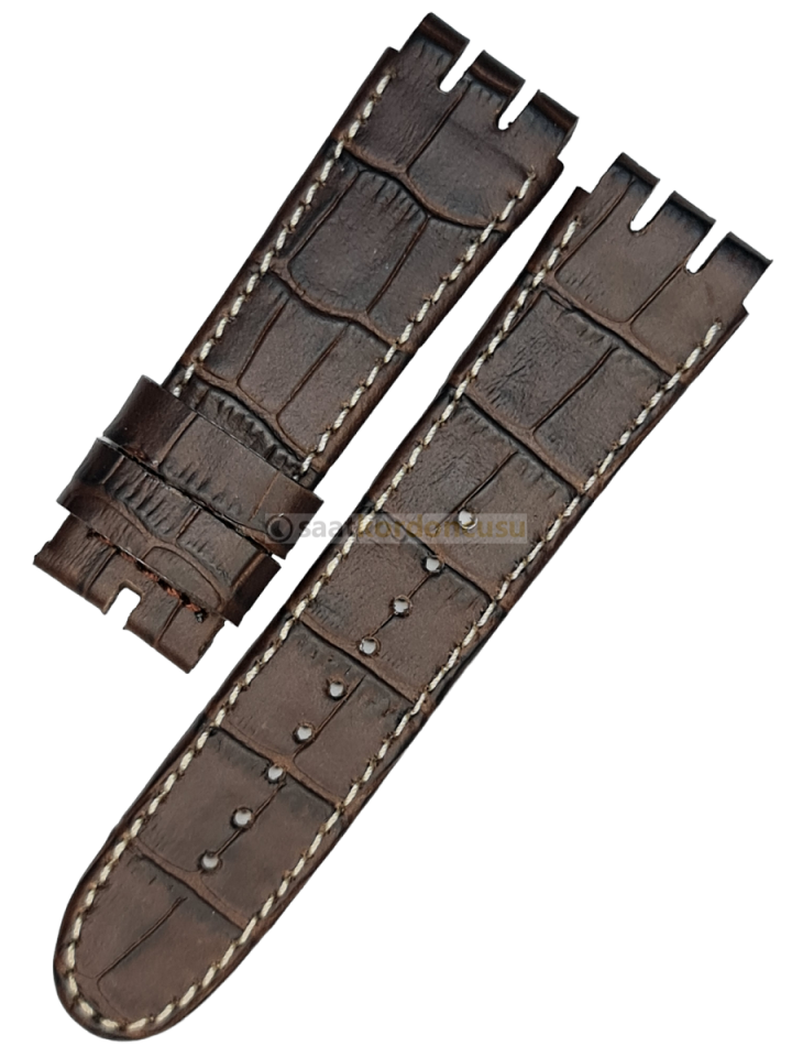 Swatch Yog 24mm Krem Dikişli Kahverenk Deri Saat Kordonu