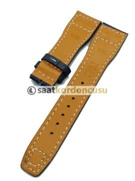IWC 22mm Lacivert Timsah Desenli Deri Saat Kordonu