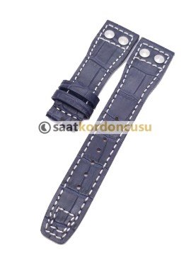 IWC 22mm Lacivert Timsah Desenli Deri Saat Kordonu LACİVERT
