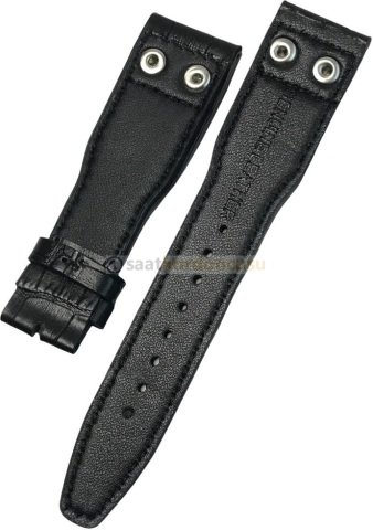 IWC 22mm Lacivert Timsah Desenli Deri Saat Kordonu SİYAH