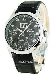 Seiko Premier snp041p Uyumlu 20mm Siyah Deri Saat Kordonu
