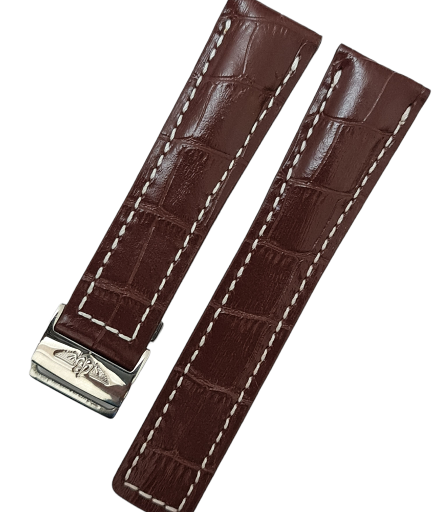 Breitling Tourbillon 20mm Klipsli Kahverenk Deri Saat Kordonu