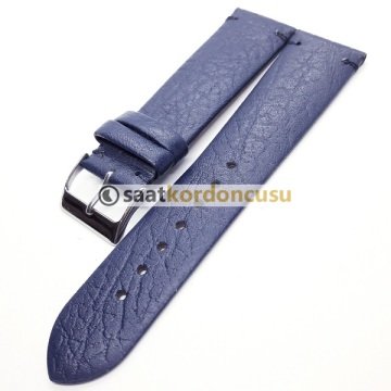 Azzuro Dikişsiz Desenli Deri Saat Kordonu LACİVERT - 24 MM