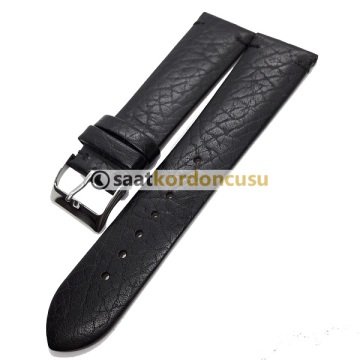 Azzuro Dikişsiz Desenli Deri Saat Kordonu SİYAH - 24 MM