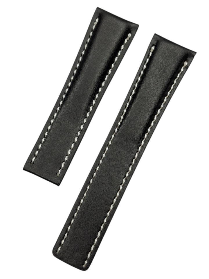 Breitling Tourbillon 24mm Düz Siyah Deri Saat Kordonu