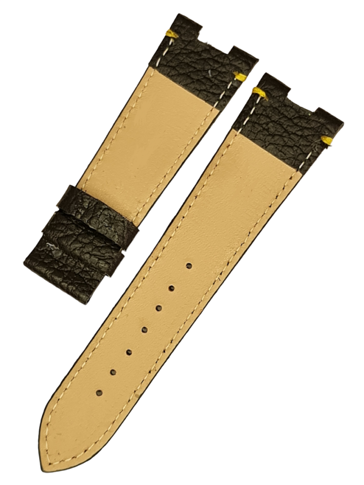 Versace V-Metal Serisi 24mm Siyah Deri Saat Kordonu