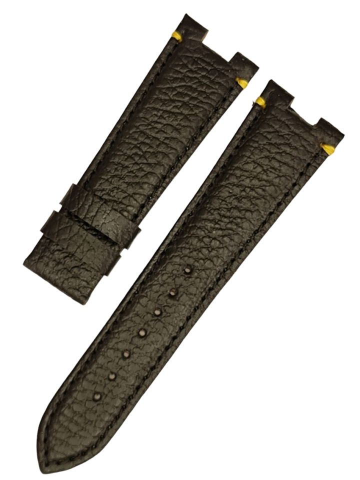 Versace V-Metal Serisi 24mm Siyah Deri Saat Kordonu