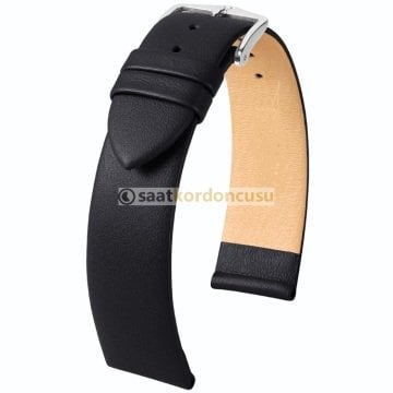 Düz Dikişsiz Hakiki Deri Saat Kordonu SİYAH - 18MM