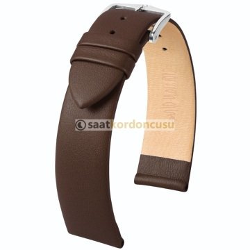 Düz Dikişsiz Hakiki Deri Saat Kordonu KAHVE - 14MM