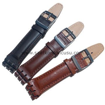 SWATCH 19 mm Bandco düzkahve Deri Kordon