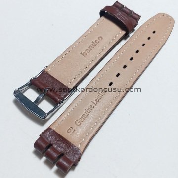 SWATCH 19 mm Bandco düzkahve Deri Kordon KAHVERENK