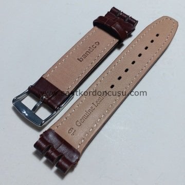 SWATCH 19 mm Bandco düzkahve Deri Kordon KOYU KAHVE