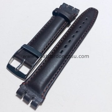 SWATCH 19 mm Bandco düzkahve Deri Kordon KOYU KAHVE