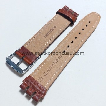 SWATCH 19 mm Bandco düzkahve Deri Kordon RUSTİK KAHVERENK