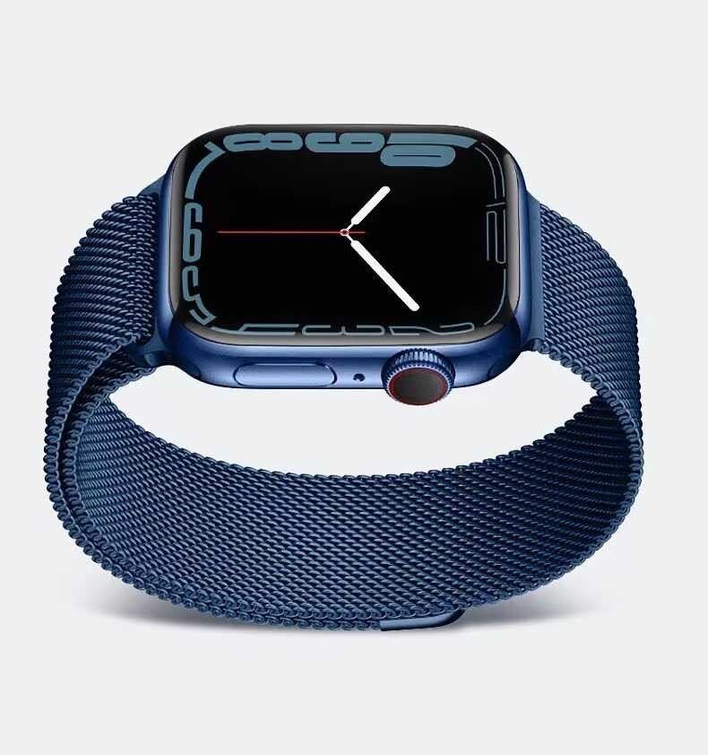 Apple Watch Milano Loop 44-45-49 mm Lacivert Hasır Metal Örme Saat Kordonu