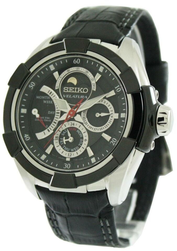 Seiko Kinetic Direct Drive srx009p2 Siyah Deri Saat Kordonu