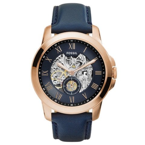 fossil me3054 uyumlu lacivert deri saat kordonu