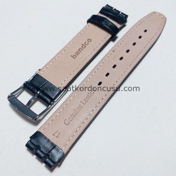 Swatch 17mm Bandco Marka deri kayış Kordon SİYAH