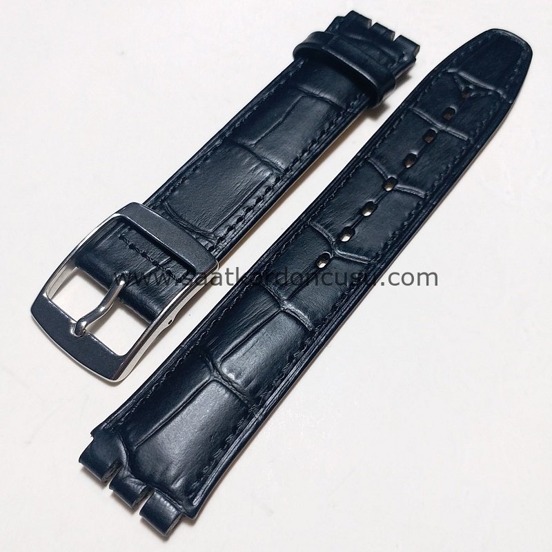 Swatch 17mm Bandco Marka deri kayış Kordon SİYAH