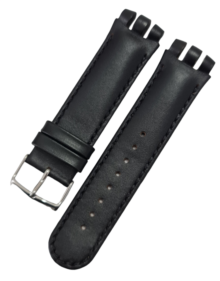 Swatch Scuba Modeli 21mm Desensiz Siyah Deri Saat Kordonu