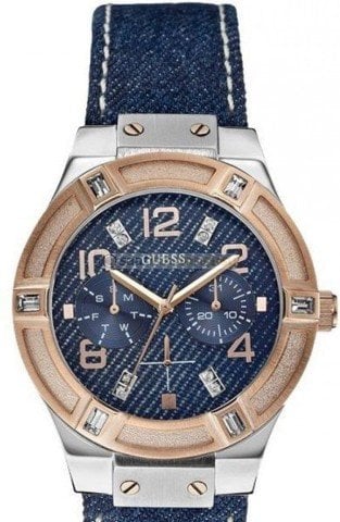 Guess GUW0289L1 Mavi Kot Yüzeyli Saat Kordonu
