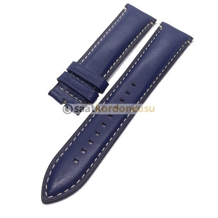 Fossil fs4932 Uyumlu Lacivert Deri Saat Kordonu