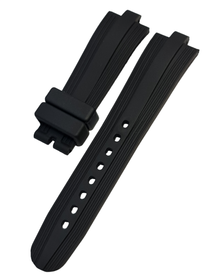 Bvlgari Modeli 22mm Siyah Silikon Saat Kordonu