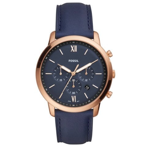 fossil fs5454 Uyumlu Lacivert Deri Saat Kordonu