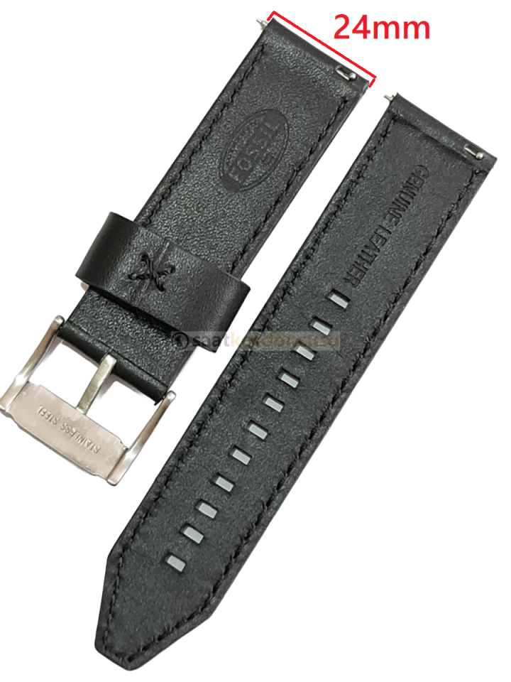 Fossil BQ1709 Uyumlu 24mm Siyah Deri Saat Kordonu
