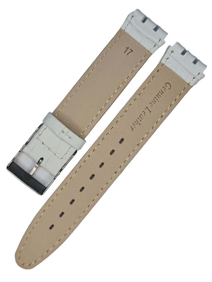 Swatch Ygs Modeli 17mm Krokodil Beyaz Deri Saat kordonu