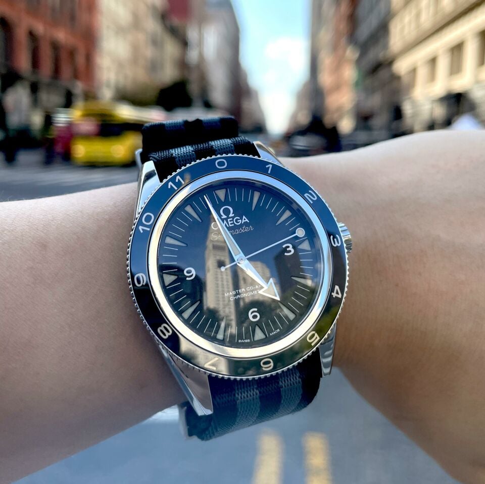 Omega Seamaster 300 20mm Nato Siyah Gri Saat Kordonu