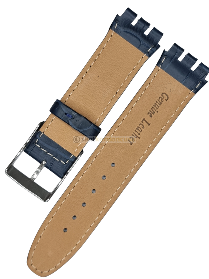 Swatch Ygs Uyumlu 17mm Lacivert Deri Saat kordonu