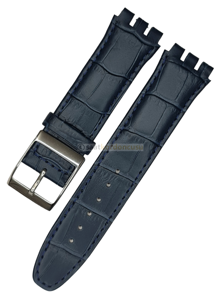 Swatch Ygs Uyumlu 17mm Lacivert Deri Saat kordonu