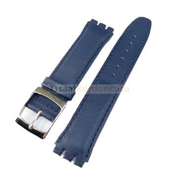Swatch Uyumlu 17mm Mavi Deri Saat kordonu