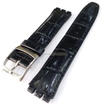 Swatch Uyumlu Parlak Siyah 17mm Deri Saat kordonu