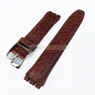 Swatch Uyumlu Desenli Kahve 17mm Deri Saat kordonu