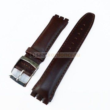 Swatch Uyumlu Düz Kahve 17mm Deri Saat kordonu
