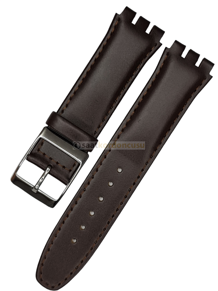 Swatch Uyumlu Kahverenk 17mm Deri Saat Kordonu