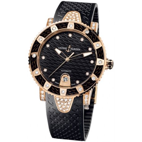 Ulysse Nardin Lady Marine Diver Siyah Silikon Saat Kordonu