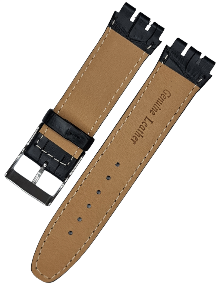 Swatch Ycs Modeli 19mm Desensiz Siyah Saat Deri Kordonu
