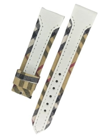 Burberry Uyumlu 20mm Beyaz Deri Saat Kordonu