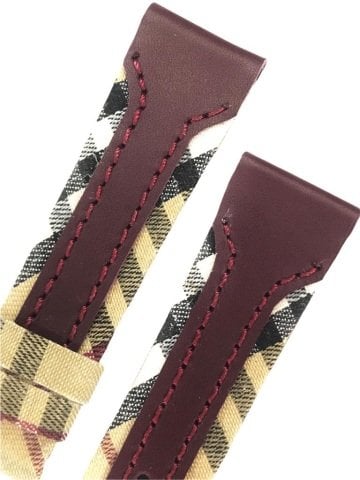 Burberry Uyumlu 20mm Bordo Deri Saat Kordonu