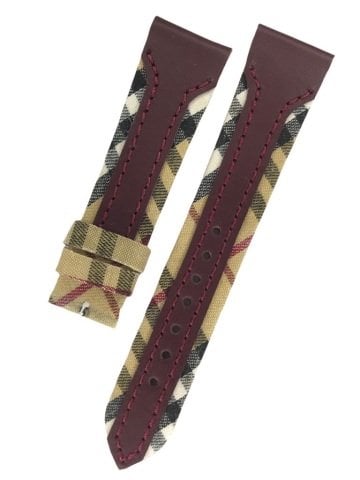 Burberry Uyumlu 20mm Bordo Deri Saat Kordonu