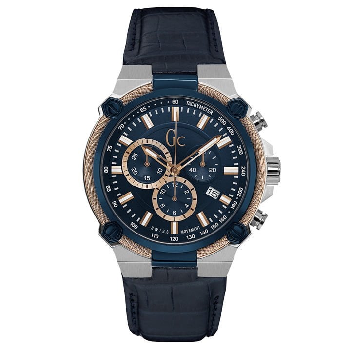 Gc GCY24001G7 Uyumlu Lacivert Deri Saat Kordonu