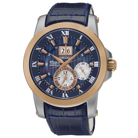 Seiko Premier snp126p1 Uyumlu Lacivert Deri Saat Kordonu