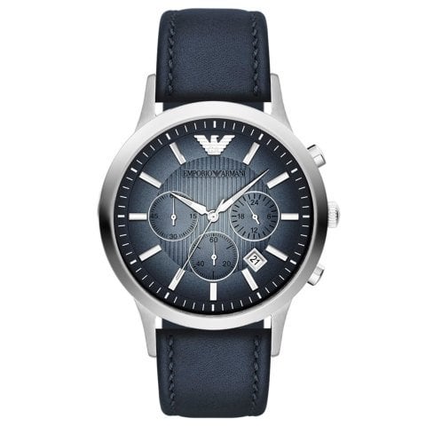 Emporio Armani AR2473 Uyumlu Lacivert Deri Saat Kordonu