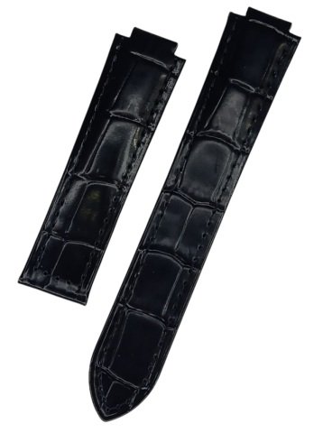 Cartier Ballons Uyumlu 20mm Deri Saat Kordonu PARLAK SİYAH